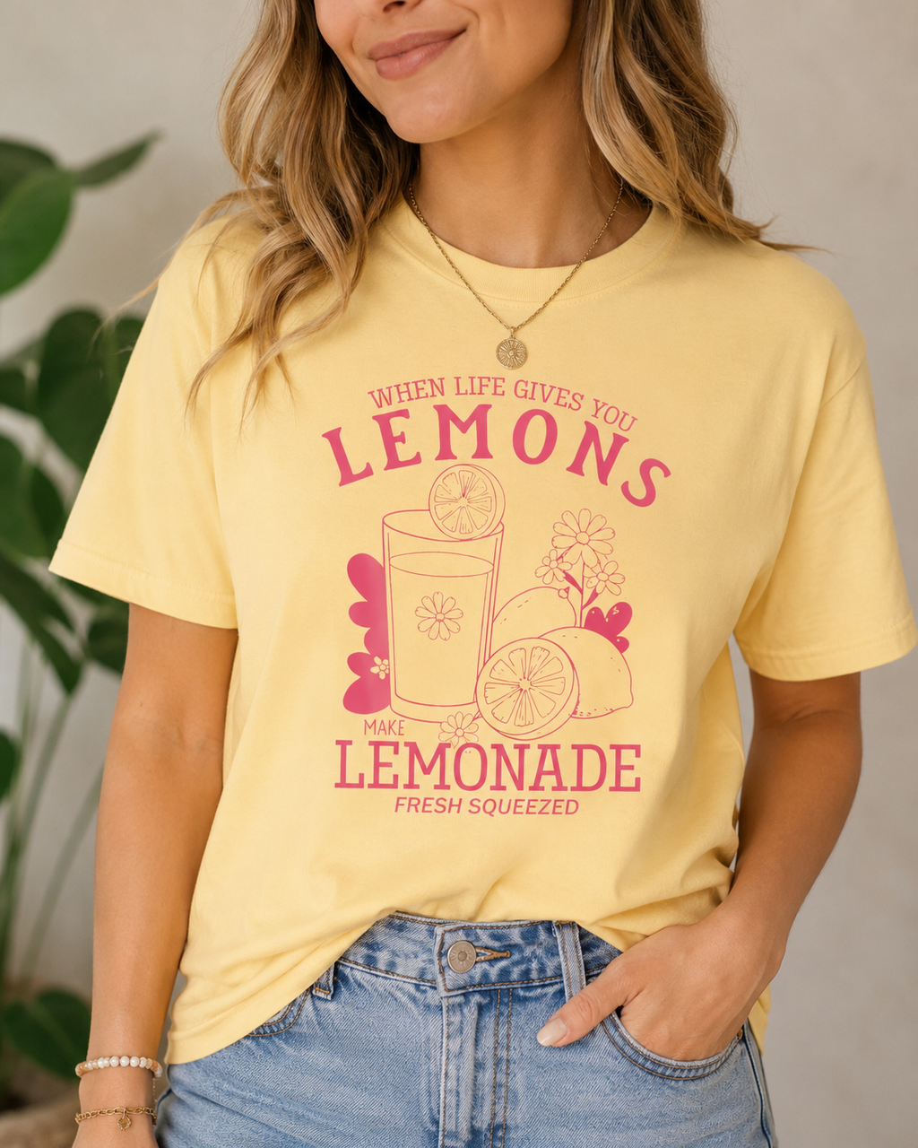 Lemonade Graphic T-Shirt | When Life Gives You Lemons Make Lemonade Shirt | Cute Summer Graphic Tee | Pink Lemonade Comfort Colors T-Shirt | Trendy Citrus Aesthetic Tee