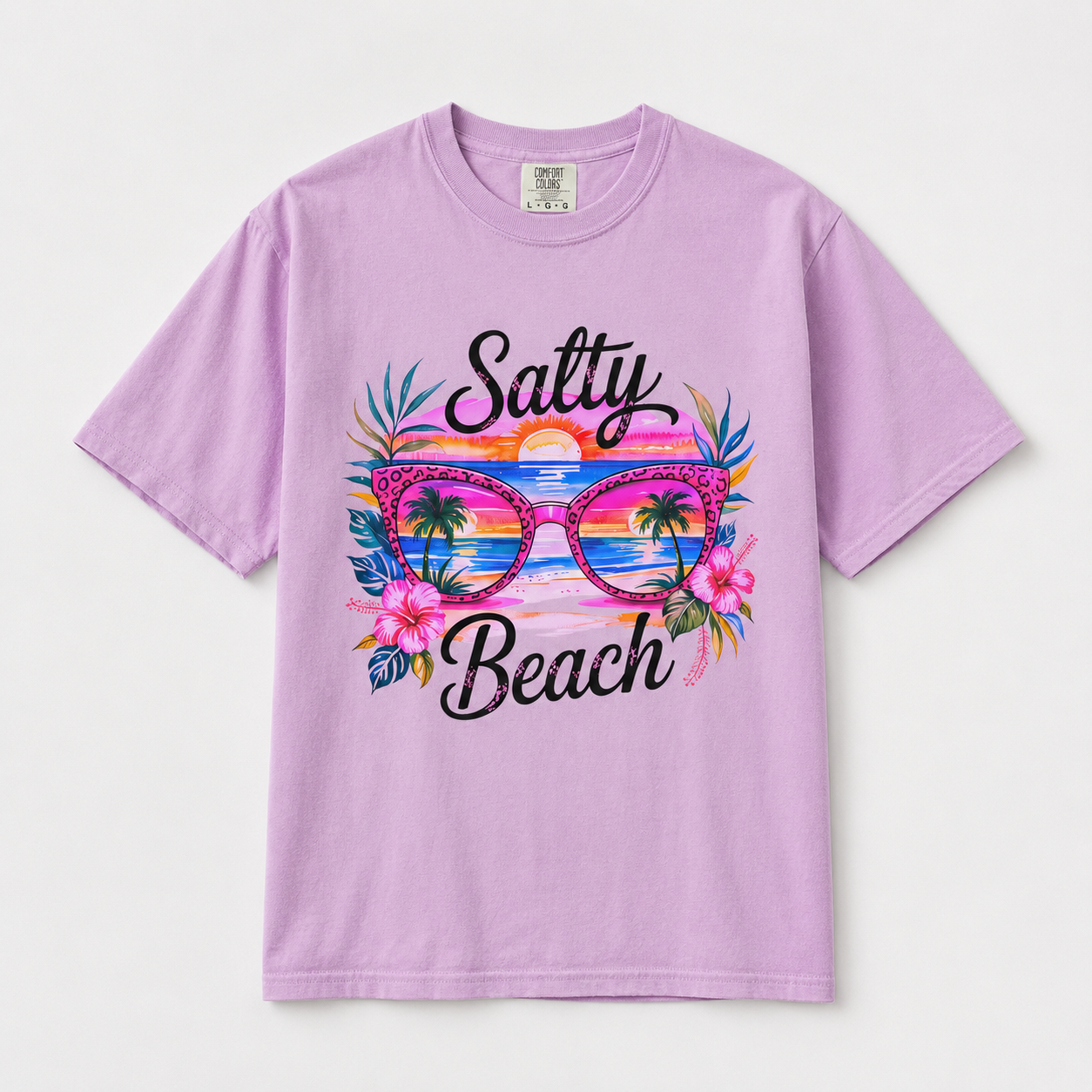 Salty Beach Shirt | Tropical Beach Graphic Tee | Summer Vacation T-Shirt | Cute Coastal Comfort Colors Shirt | Beach Lover Gift | Retro Tropical Vacation Tee