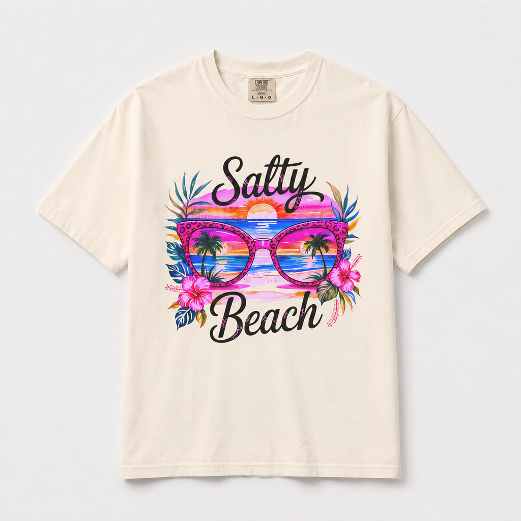Salty Beach Shirt | Tropical Beach Graphic Tee | Summer Vacation T-Shirt | Cute Coastal Comfort Colors Shirt | Beach Lover Gift | Retro Tropical Vacation Tee