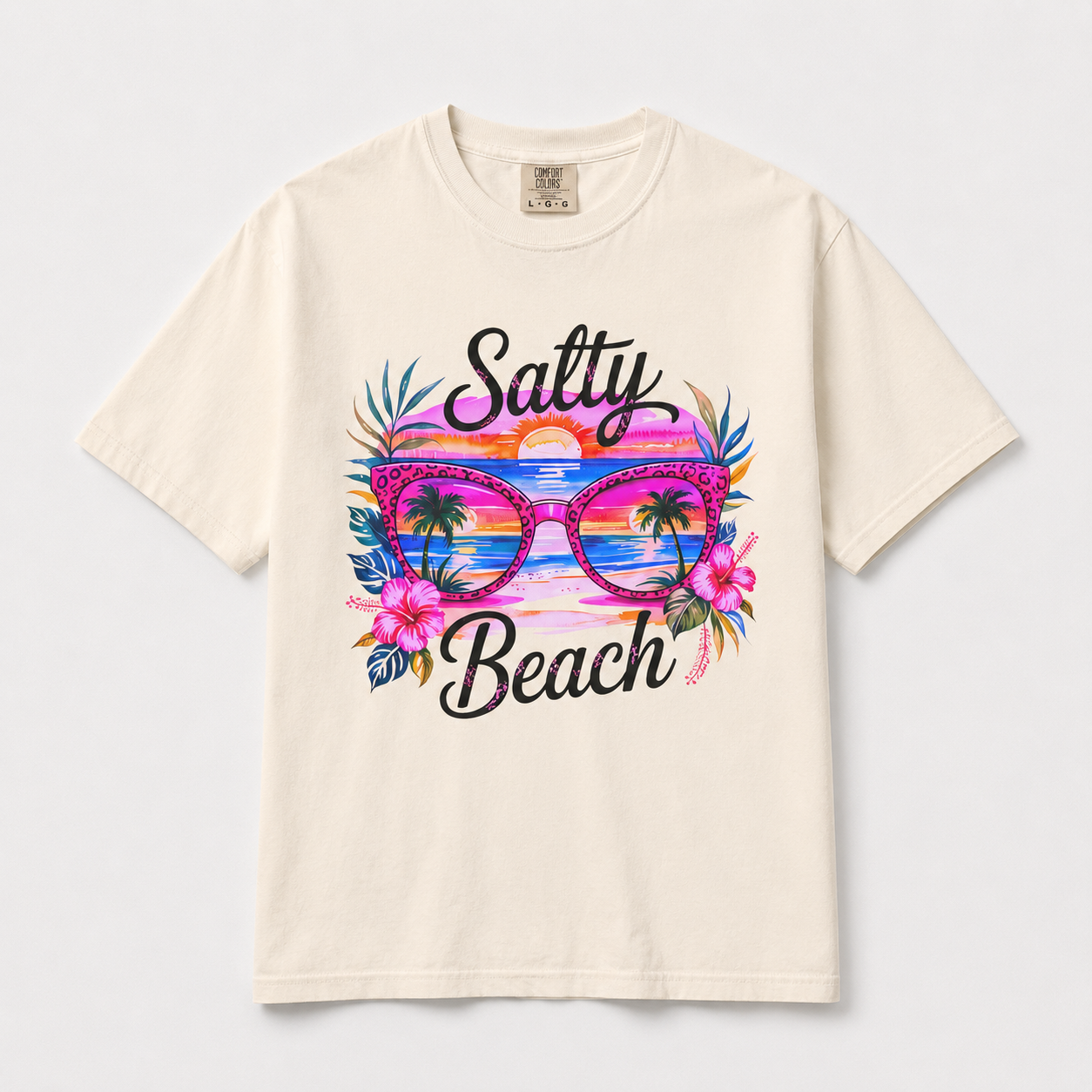 Salty Beach Shirt | Tropical Beach Graphic Tee | Summer Vacation T-Shirt | Cute Coastal Comfort Colors Shirt | Beach Lover Gift | Retro Tropical Vacation Tee