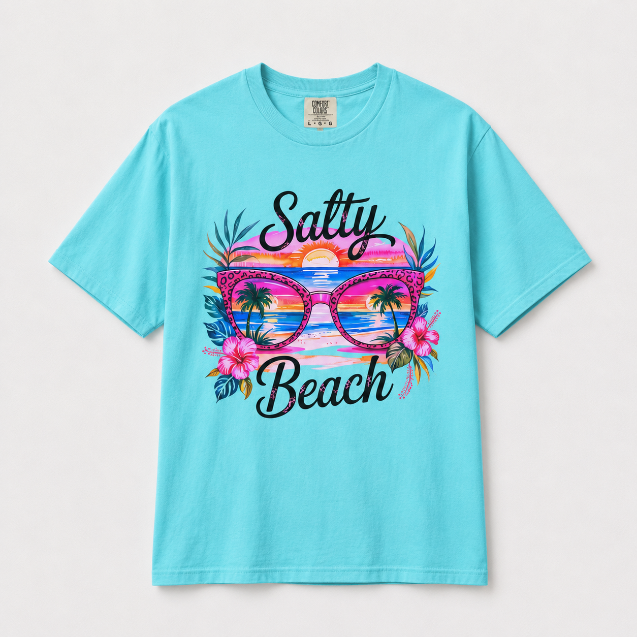 Salty Beach Shirt | Tropical Beach Graphic Tee | Summer Vacation T-Shirt | Cute Coastal Comfort Colors Shirt | Beach Lover Gift | Retro Tropical Vacation Tee