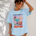 Margarita Weather Oversized Graphic Tee | Funny Summer Cocktail Shirt | Beach Vacation Graphic T-Shirt | Trendy Girls Trip Tee