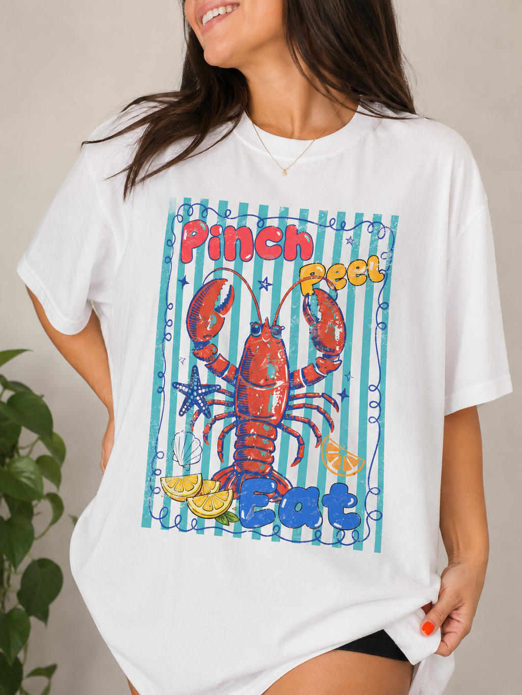 Pinch Peel Eat Lobster Comfort Colors® T-Shirt | Oversized Coastal Summer Graphic Tee | Cute Beach Vacation Shirt | Summer Seafood Tee
