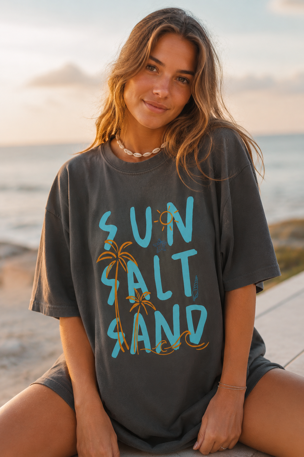 Sun Salt Sand  Beach Graphic Tee | Trendy Summer Vacation Shirt | Coastal Aesthetic Comfort Colors T-Shirt | Summer Tee