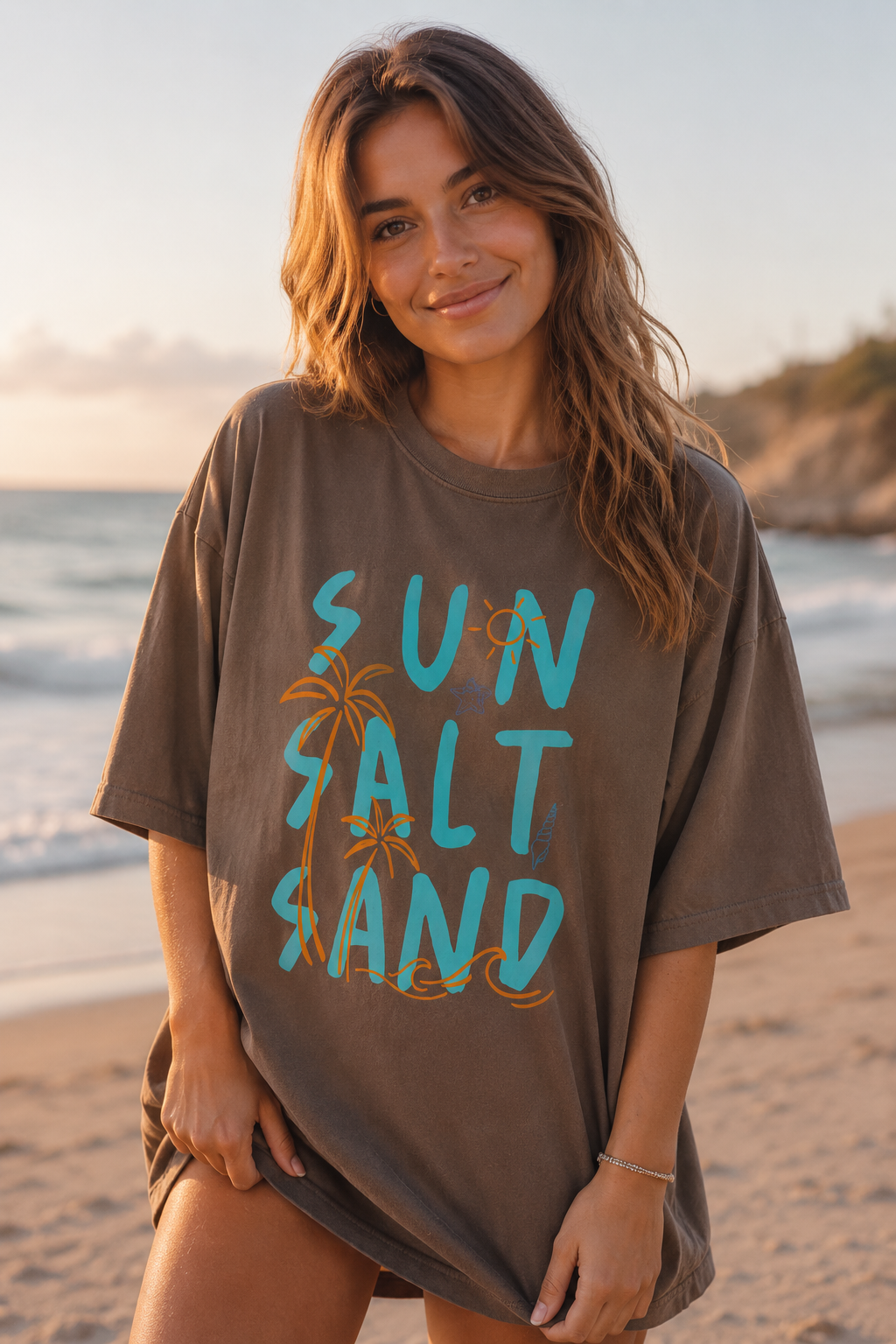 Sun Salt Sand  Beach Graphic Tee | Trendy Summer Vacation Shirt | Coastal Aesthetic Comfort Colors T-Shirt | Summer Tee