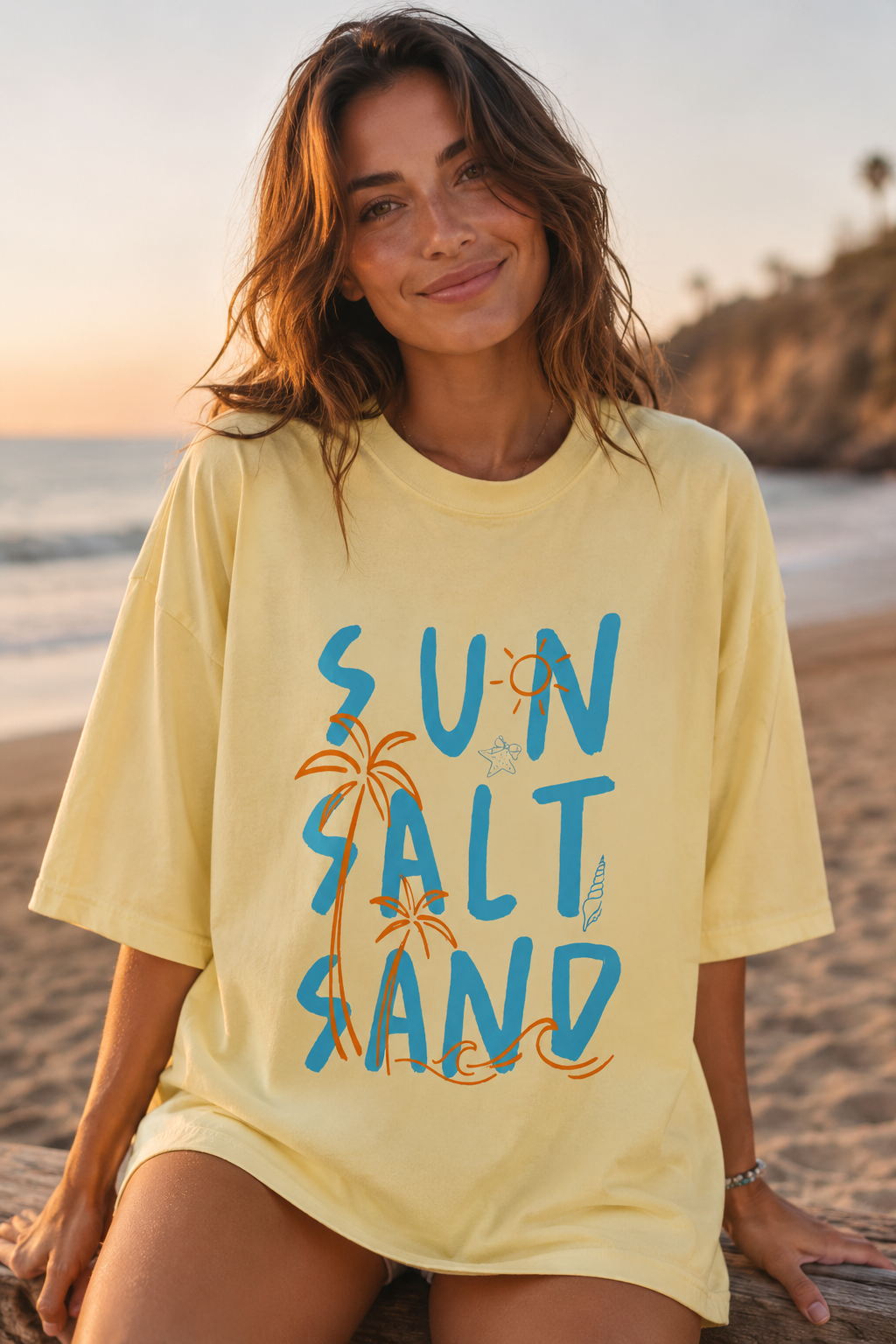 Sun Salt Sand  Beach Graphic Tee | Trendy Summer Vacation Shirt | Coastal Aesthetic Comfort Colors T-Shirt | Summer Tee