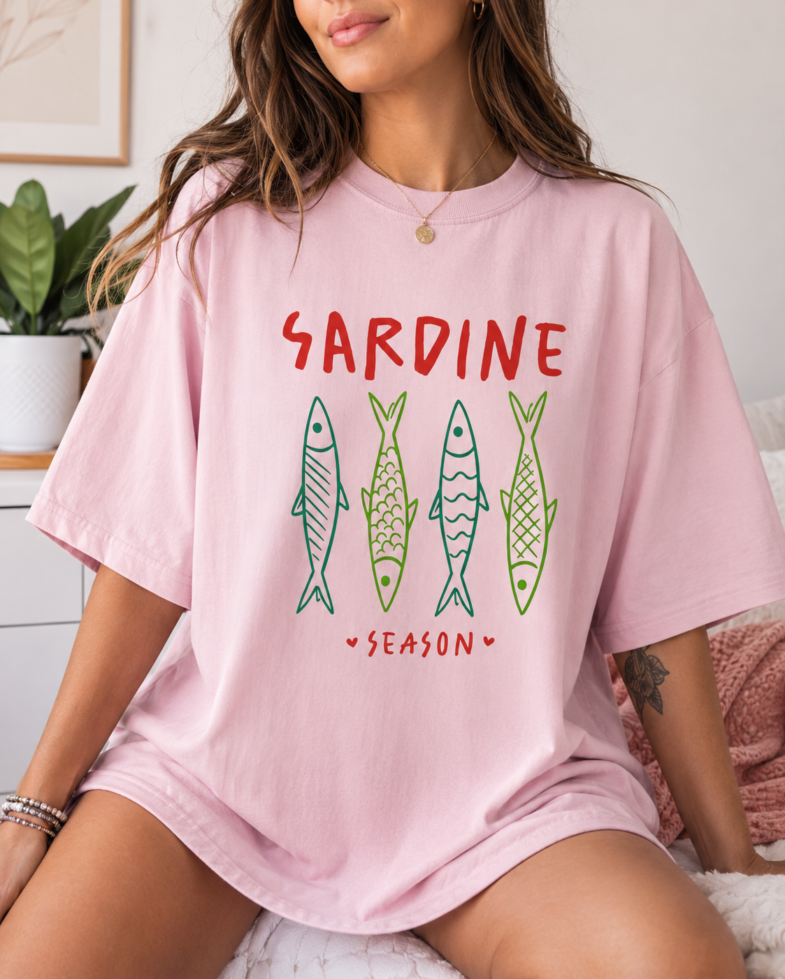 Sardine Season Comfort Colors Tee | Cute Coastal Fish Graphic Shirt | Trendy Beachy Summer T-Shirt | Retro Seafood Aesthetic Tee | Cute Retro Fish Graphic Tee