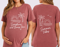 Summer Maternity Graphic T-Shirt | Comfort Colors® Relaxed Fit Tee | Soft Cotton Sunshine and Bump Time Pregnancy Shirt | Trendy Mama-To-Be Gift
