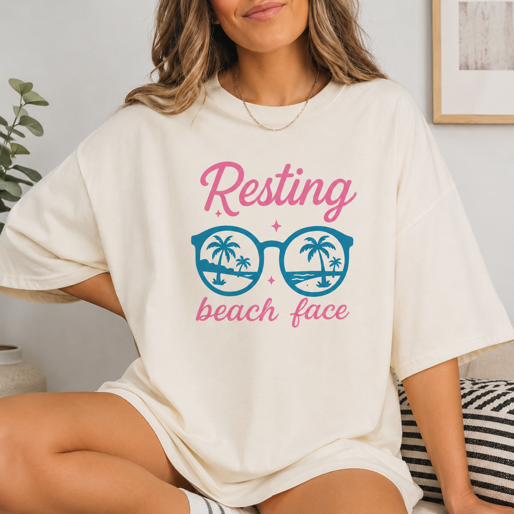 Resting Beach Tee | Summer Beach Shirt for Women | Trendy Coastal Graphic T-Shirt | Vacation Outfit | Pink Blue Tee | Summer Graphic Tee