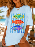 Stay Salty Fish Graphic T-Shirt | Coastal Beach Tee | Cute Summer Vacation Shirt | Colorful Tropical Fish Comfort Colors Tee | Coastal Art Tee