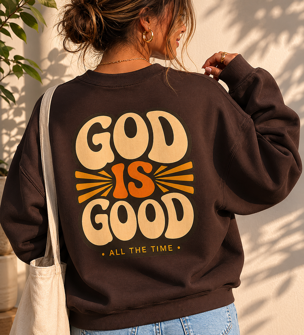 God Is Good Sweatshirt | Retro Christian Crewneck | Faith Based Oversized Pullover | Cozy Christian Apparel | Trendy Religious Sweatshirt | Retro Faith Crewneck for Women