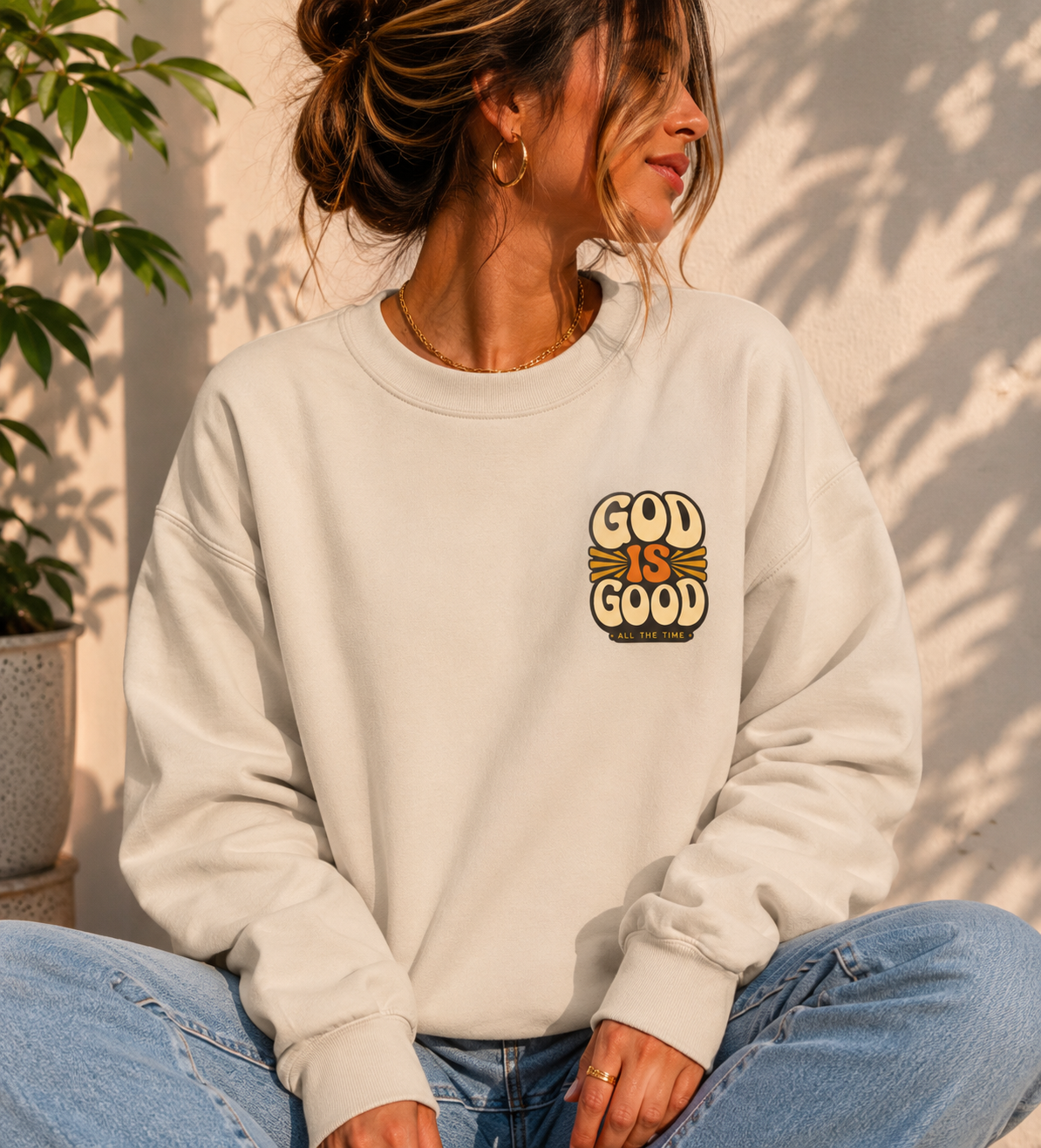 God Is Good Sweatshirt | Retro Christian Crewneck | Faith Based Oversized Pullover | Cozy Christian Apparel | Trendy Religious Sweatshirt | Retro Faith Crewneck for Women