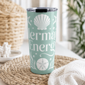 Mermaid Energy Tumbler 20oz | Beachy Seafoam Stainless Steel Cup | Coastal Mermaid Travel Mug | Ocean Lover Gift | Summer Beach Drinkware