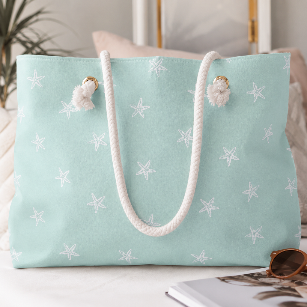 Coastal Starfish Weekender Bag | Large Beach Tote Bag | Aesthetic Coastal Travel Bag | Summer Vacation Overnight Bag | Beach Tote Travel Bag