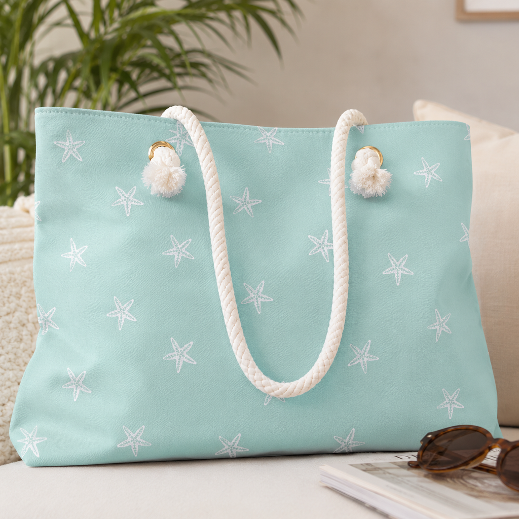 Coastal Starfish Weekender Bag | Large Beach Tote Bag | Aesthetic Coastal Travel Bag | Summer Vacation Overnight Bag | Beach Tote Travel Bag