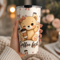 Cute Teddy Bear Coffee Tumbler | Coquette Bow Aesthetic Iced Coffee Cup | Girly 20oz Travel Mug | Coffee Lover Gift | Insulated Travel Cup for Coffee Lovers