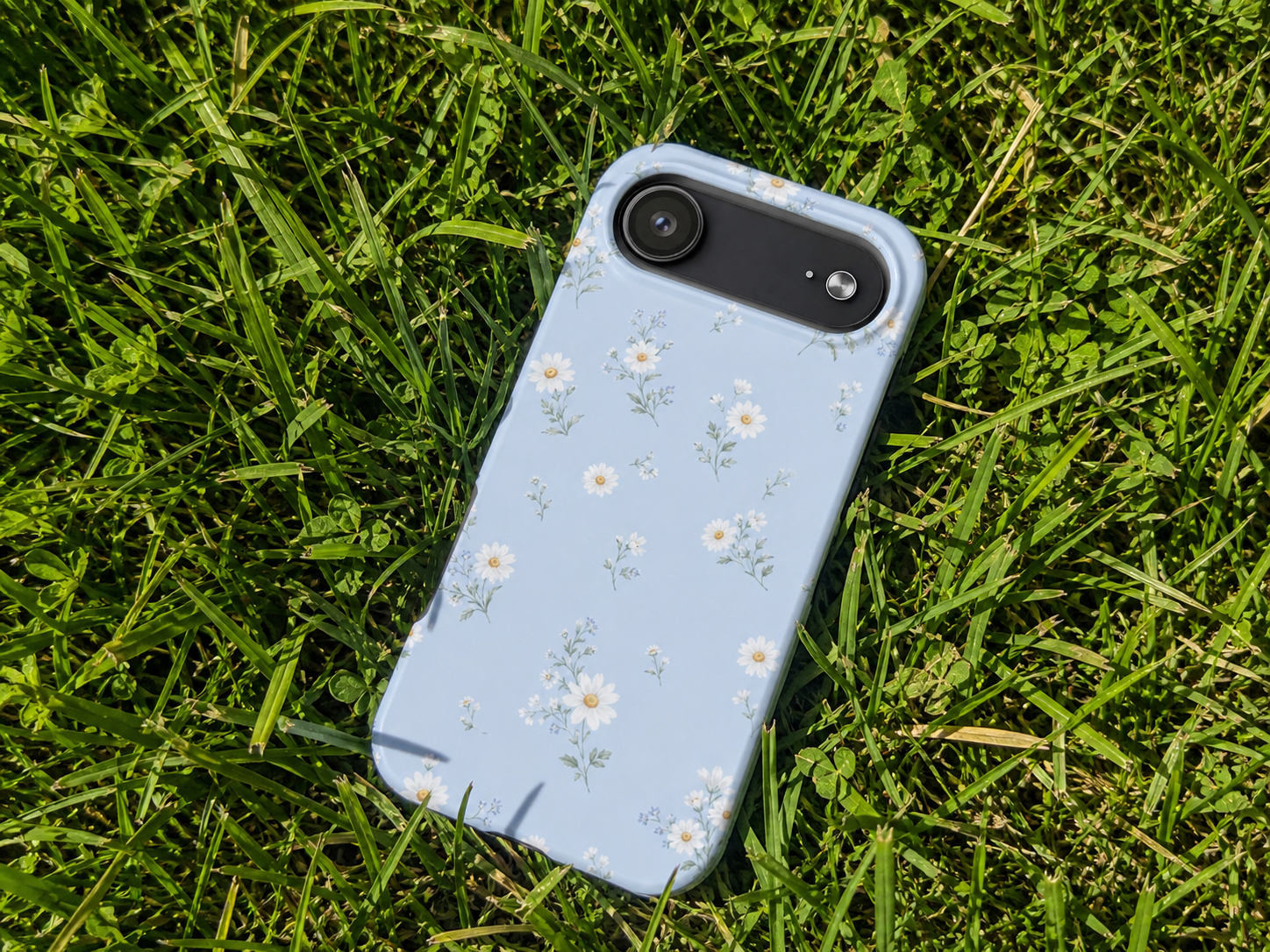 Blue Daisy Floral Phone Case | Cute Aesthetic Wildflower Tough Case for iPhone & Samsung | Summer Cottagecore Protective Cover | Tough Phone Cases