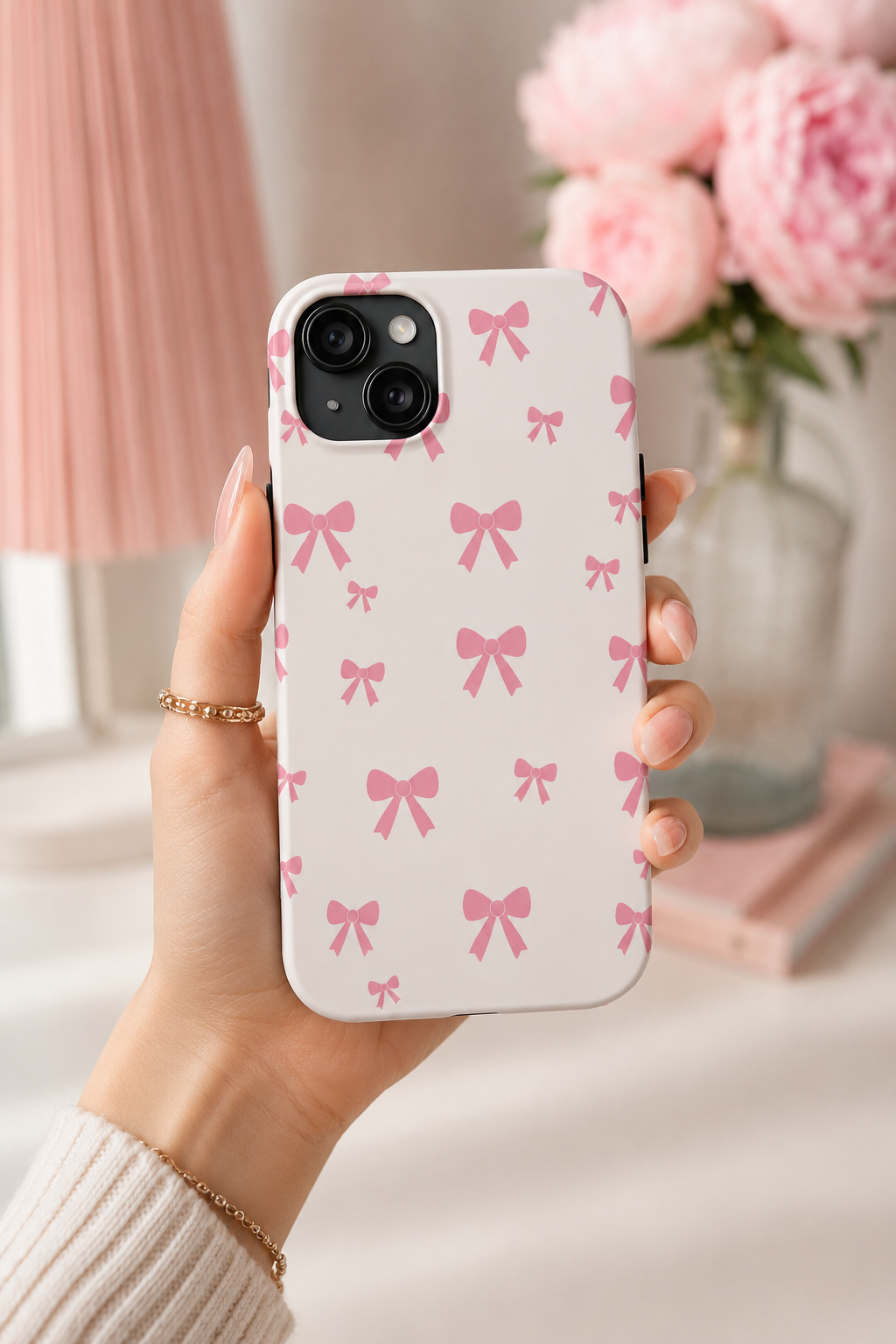 Coquette Pink Bow Phone Case for iPhone & Samsung | Cute Aesthetic Protective Tough Case | Protective Phone Cover