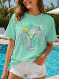Retro Margarita Summer Graphic Tee | Cute Beach Vacation Shirt | Tropical Cocktail Aesthetic Comfort Colors T-Shirt | Margarita Cocktail Tee | Retro Floral Summer T-Shirt