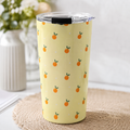 Cute Orange 20oz Stainless Steel Tumbler | Insulated Travel Cup with Lid | Summer Aesthetic Drinkware  Citrus Stainless Travel Cup