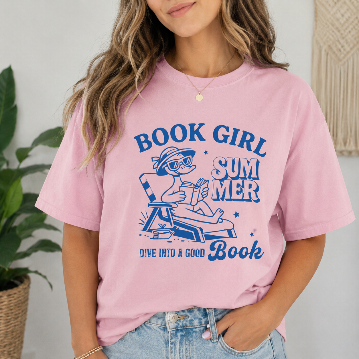 Book Girl Summer Graphic Tee | Cute Reader Shirt for Women | Cozy Book Lover Summer T-Shirt | Comfort Colors Tee | Retro Beach Reading Tee