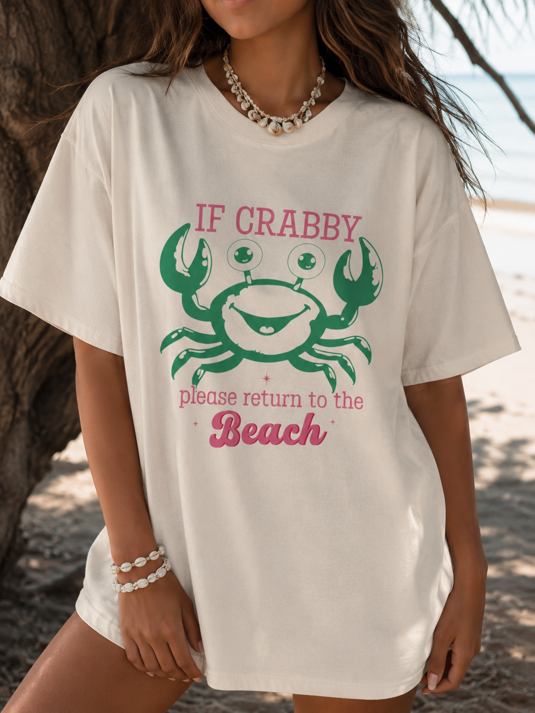 Crabby Beach Graphic Tee | Coastal Summer Comfort Colors Shirt | Trendy Beach Lover T-Shirt | Beachy T-Shirt