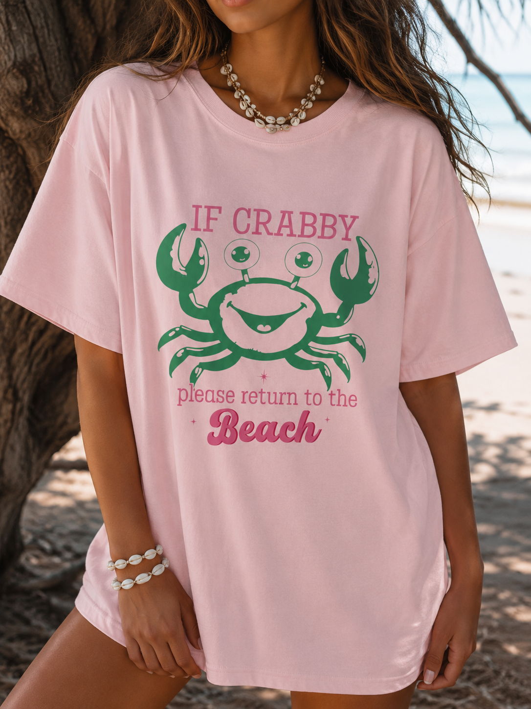 Crabby Beach Graphic Tee | Coastal Summer Comfort Colors Shirt | Trendy Beach Lover T-Shirt | Beachy T-Shirt
