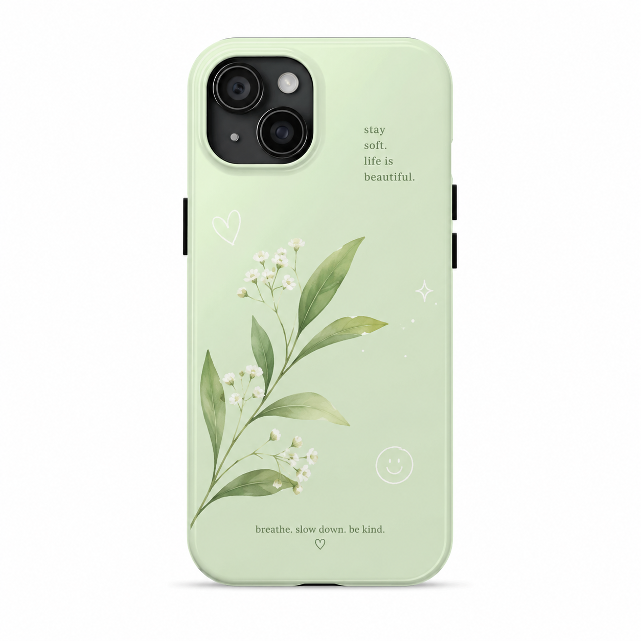 Sage Green Botanical Phone Case | Minimal Floral Aesthetic iPhone Case | Soft Girl Cottagecore Cover | Tough Phone Case | Pastel Green Cover