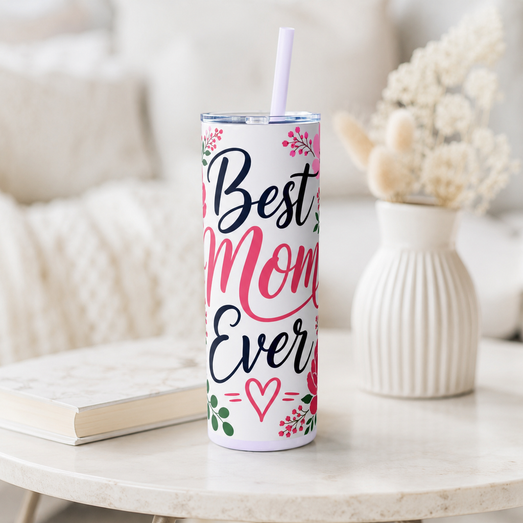 Best Mom Ever 20oz Tumbler | Floral Gift for Mom | Stainless Steel Insulated Cup | Mother’s Day Gift Idea