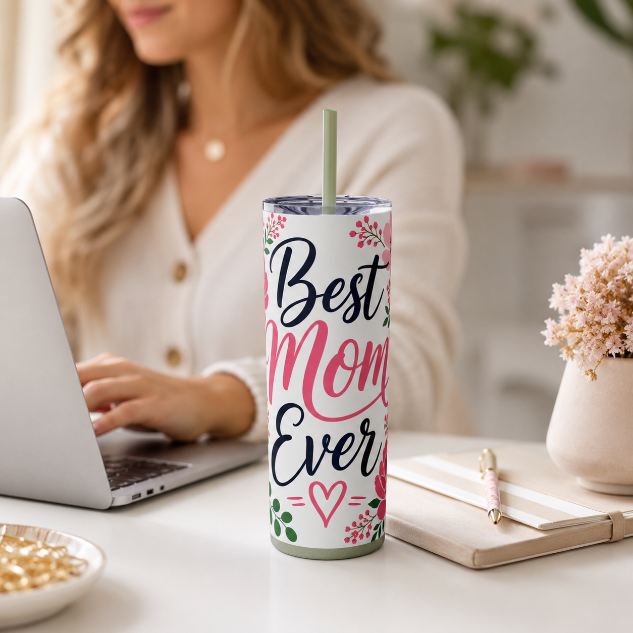 Best Mom Ever 20oz Tumbler | Floral Gift for Mom | Stainless Steel Insulated Cup | Mother’s Day Gift Idea