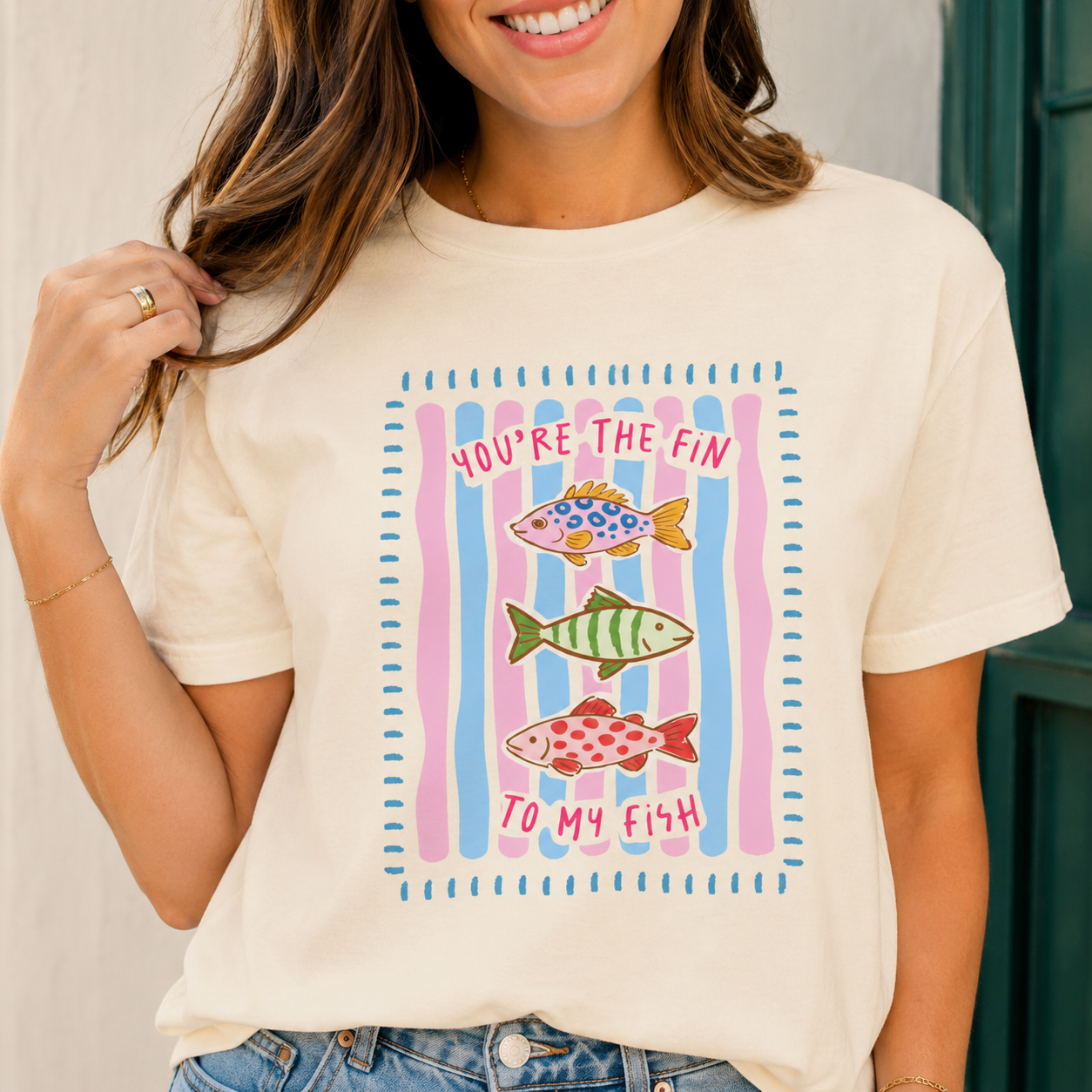 You're The Fin To My Fish T-Shirt | Cute Matching Fish Graphic Tee | Funny Ocean Lover Shirt | Beach Summer Gift for Her | Soft Jersey Unisex Tee