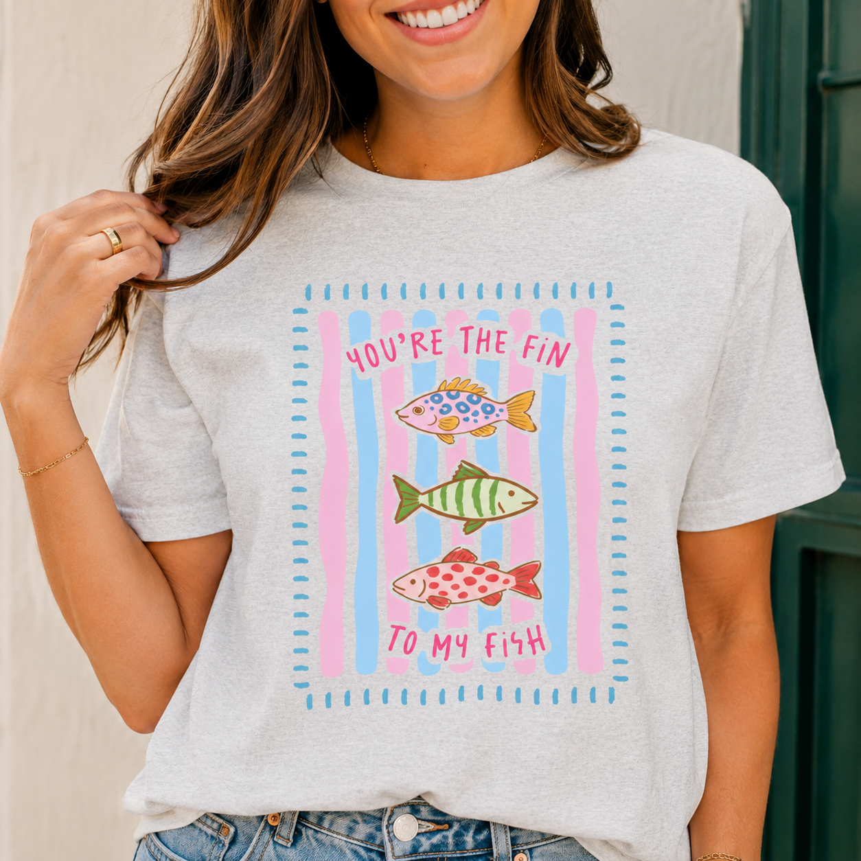 You're The Fin To My Fish T-Shirt | Cute Matching Fish Graphic Tee | Funny Ocean Lover Shirt | Beach Summer Gift for Her | Soft Jersey Unisex Tee