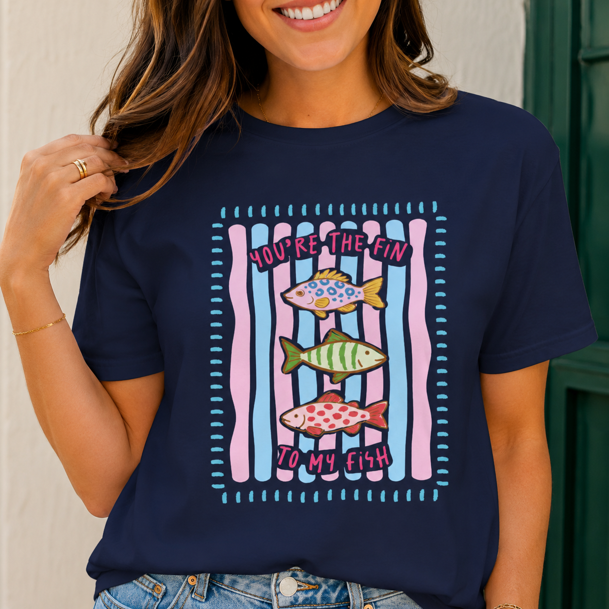You're The Fin To My Fish T-Shirt | Cute Matching Fish Graphic Tee | Funny Ocean Lover Shirt | Beach Summer Gift for Her | Soft Jersey Unisex Tee