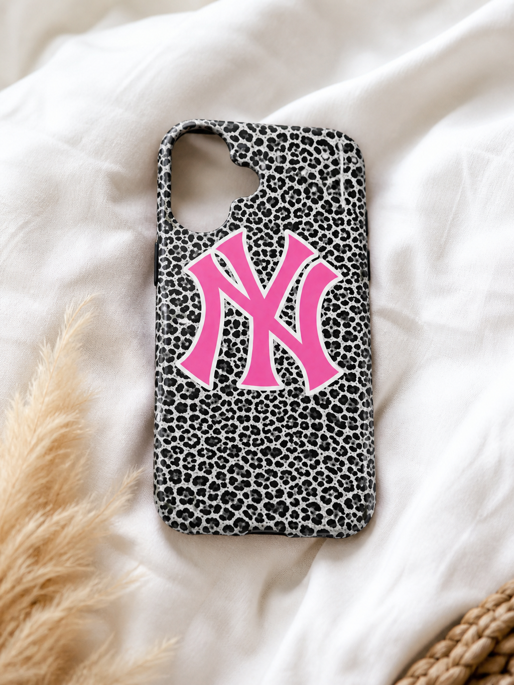 Pink NY Leopard Print Phone Case | Trendy Aesthetic iPhone & Samsung Case | Cute Girly Animal Print Cover