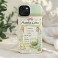 Cute Matcha Latte Phone Case for iPhone & Samsung Galaxy | Kawaii Aesthetic Tough Protective Case with Glossy Finish | Cute Kawaii Recipe Phone Case
