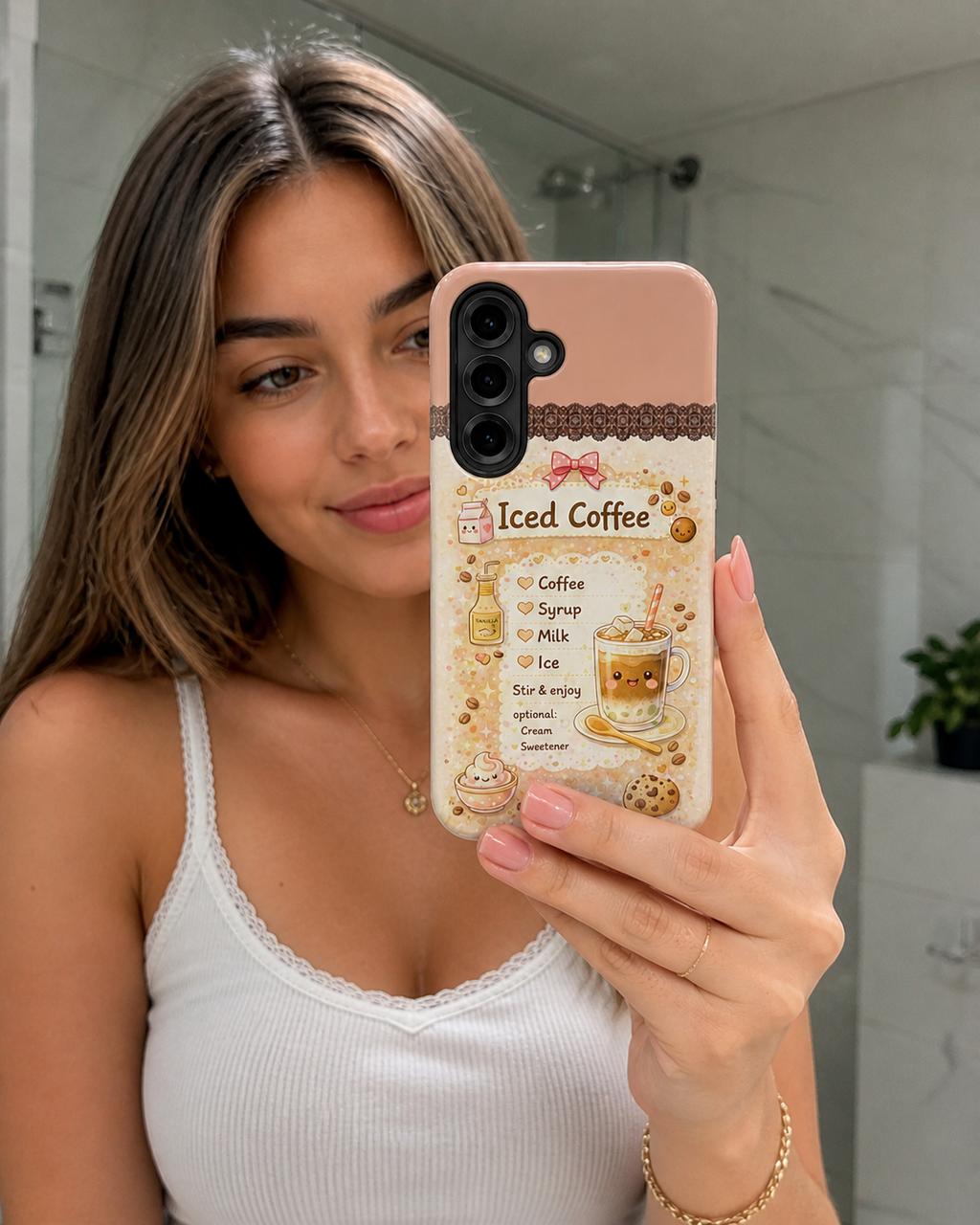 Cute Iced Coffee Recipe Phone Case | Tough Protective Case | Aesthetic Coffee Lover Gift | Durable Shockproof iPhone & Samsung Cover
