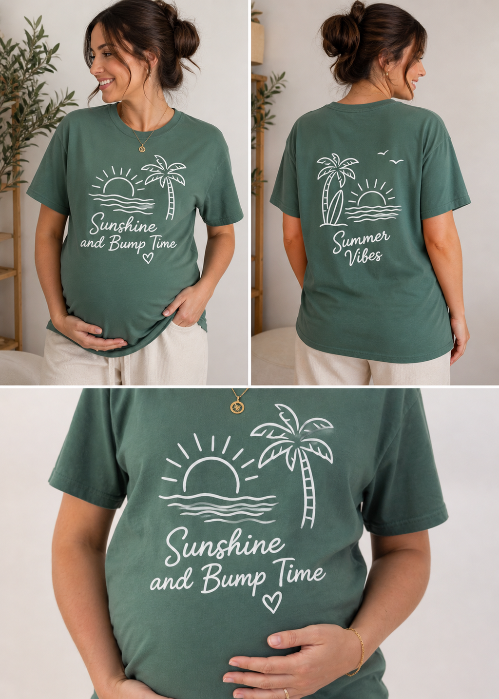 Summer Maternity Graphic T-Shirt | Comfort Colors® Relaxed Fit Tee | Soft Cotton Sunshine and Bump Time Pregnancy Shirt | Trendy Mama-To-Be Gift