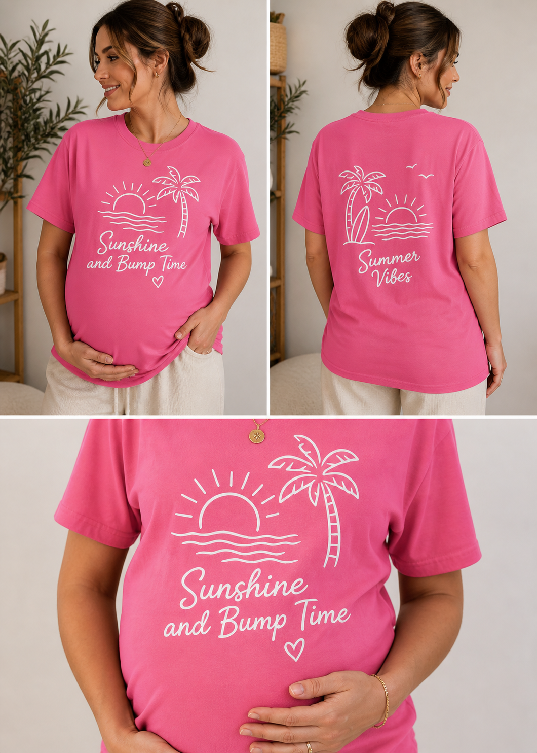 Summer Maternity Graphic T-Shirt | Comfort Colors® Relaxed Fit Tee | Soft Cotton Sunshine and Bump Time Pregnancy Shirt | Trendy Mama-To-Be Gift