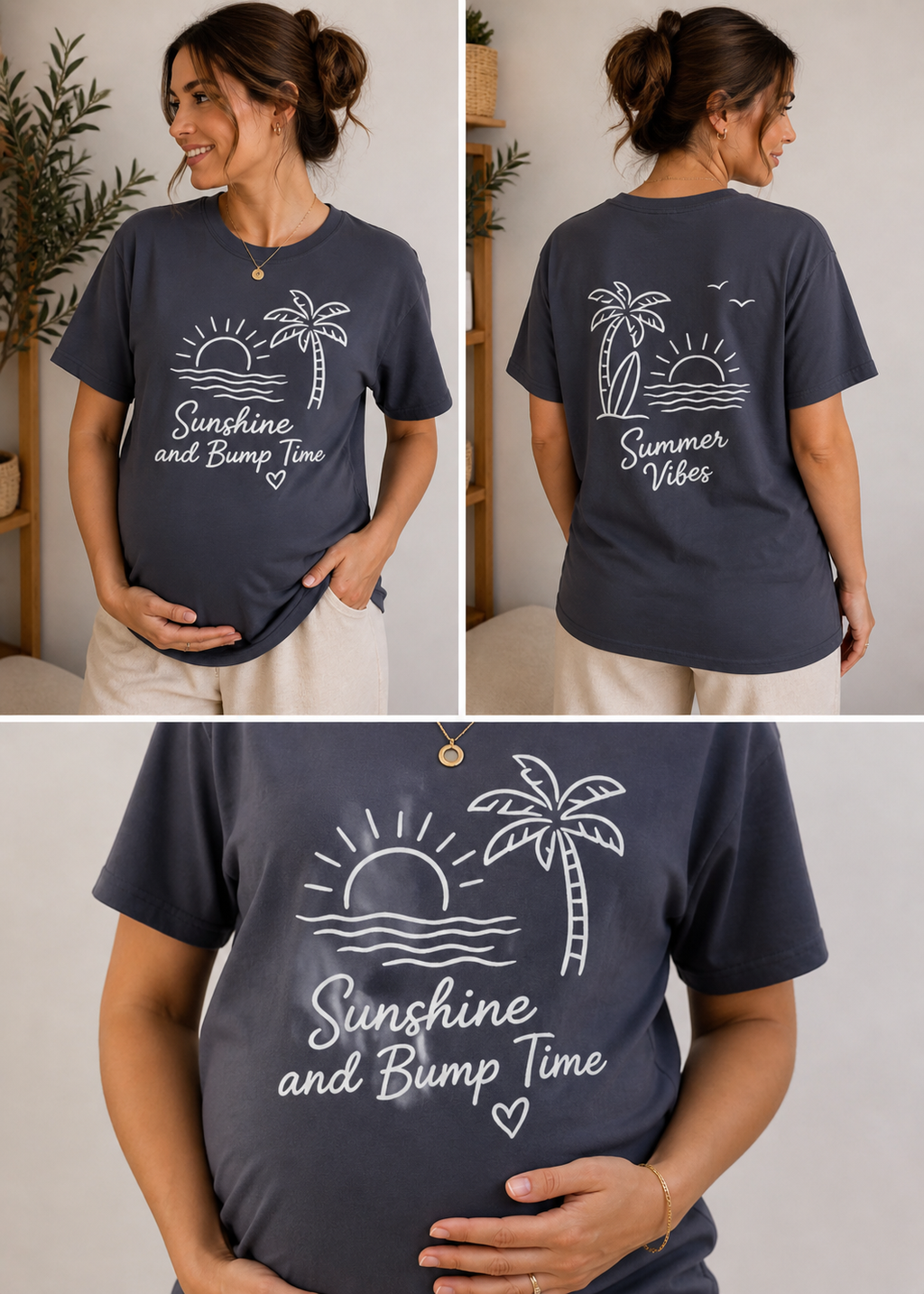 Summer Maternity Graphic T-Shirt | Comfort Colors® Relaxed Fit Tee | Soft Cotton Sunshine and Bump Time Pregnancy Shirt | Trendy Mama-To-Be Gift