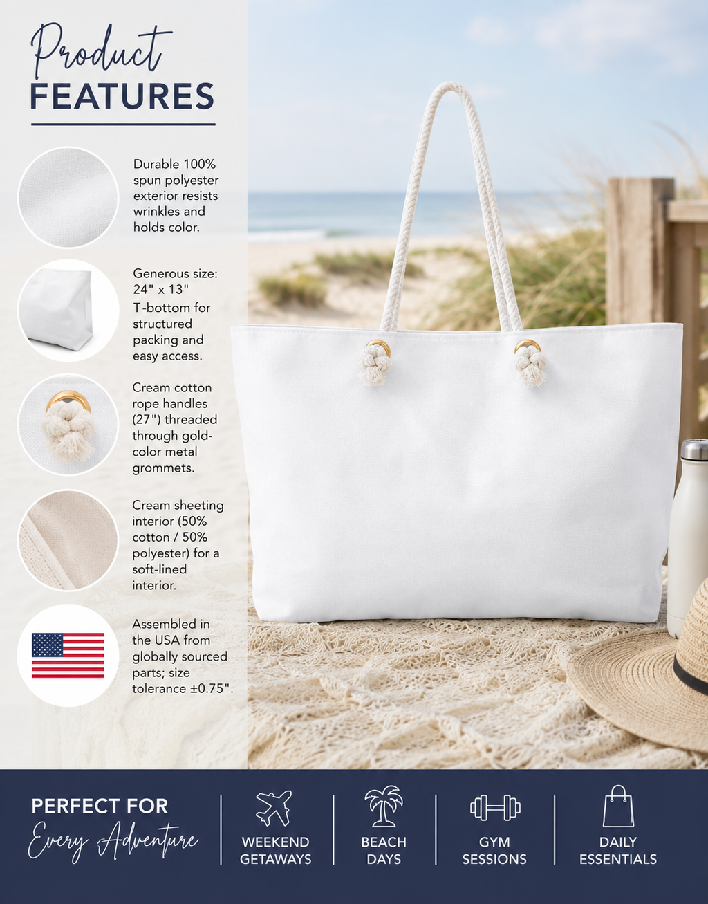 Coastal Starfish Weekender Bag | Large Beach Tote Bag | Aesthetic Coastal Travel Bag | Summer Vacation Overnight Bag | Beach Tote Travel Bag