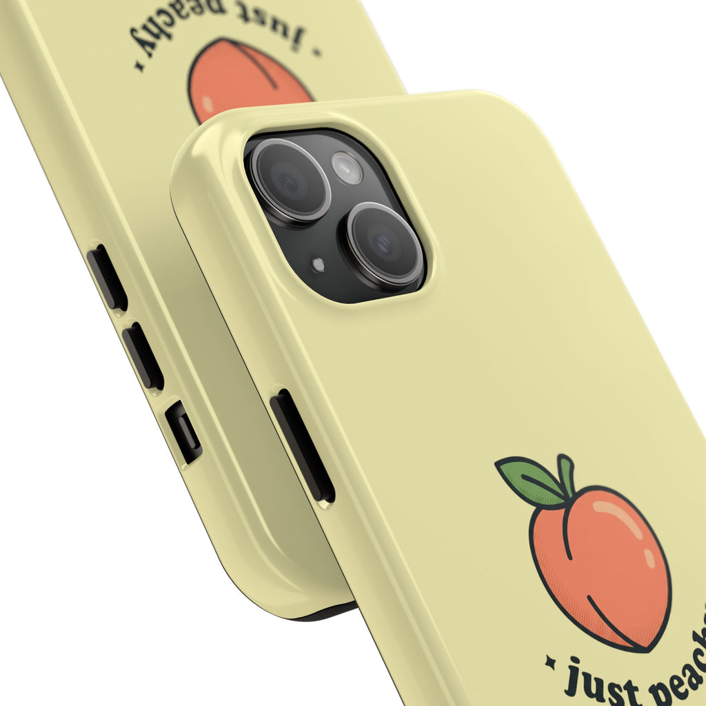 Just Peachy Aesthetic Phone Case | Cute Peach iPhone & Samsung Galaxy Case | Trendy Summer Glossy Protective Cover | Peach Protective Tough Case