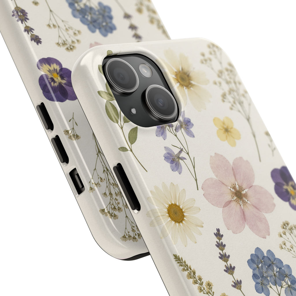 Pressed Flower Botanical Phone Case | Coquette Aesthetic Samsung Cover | Floral Glossy Case for iPhone & Samsung
