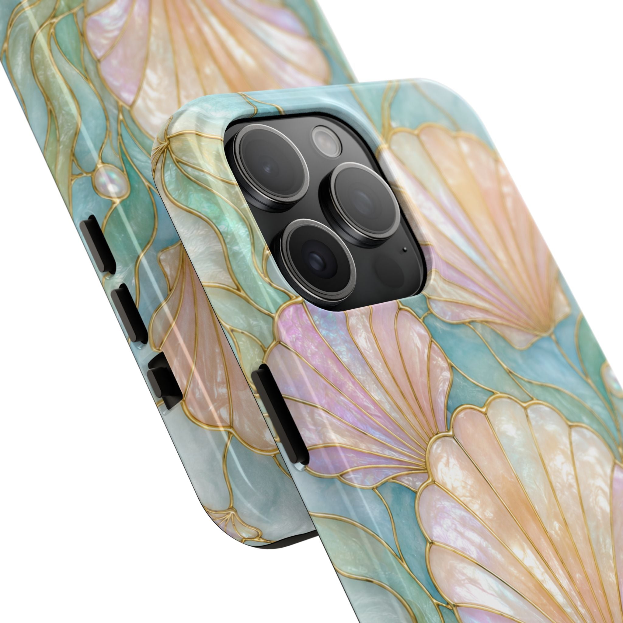 Pastel Seashell Phone Case | Faux Stained Glass Ocean Aesthetic Case for iPhone & Samsung | Cute Beachy Coastal Cover | Ocean Beach Vibes