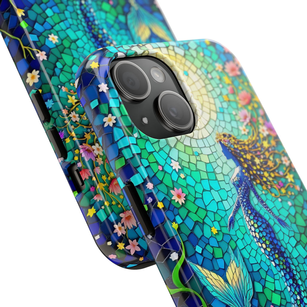 Mosaic Mermaid Phone Case | Ocean Beach Aesthetic iPhone Case | Coastal Sea Glass Samsung Galaxy Case