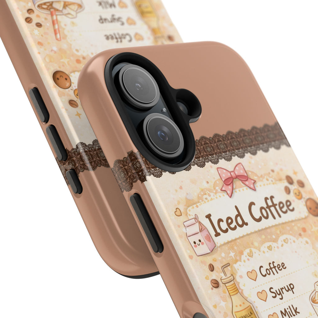 Cute Iced Coffee Recipe Phone Case | Tough Protective Case | Aesthetic Coffee Lover Gift | Durable Shockproof iPhone & Samsung Cover