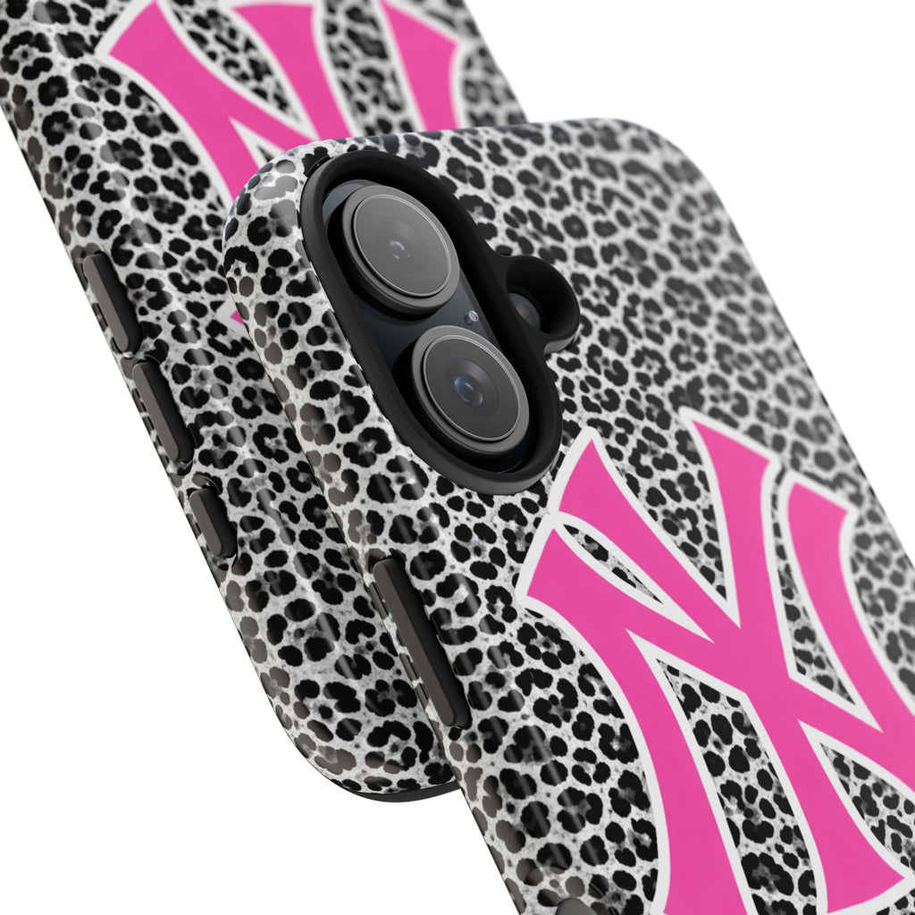 Pink NY Leopard Print Phone Case | Trendy Aesthetic iPhone & Samsung Case | Cute Girly Animal Print Cover