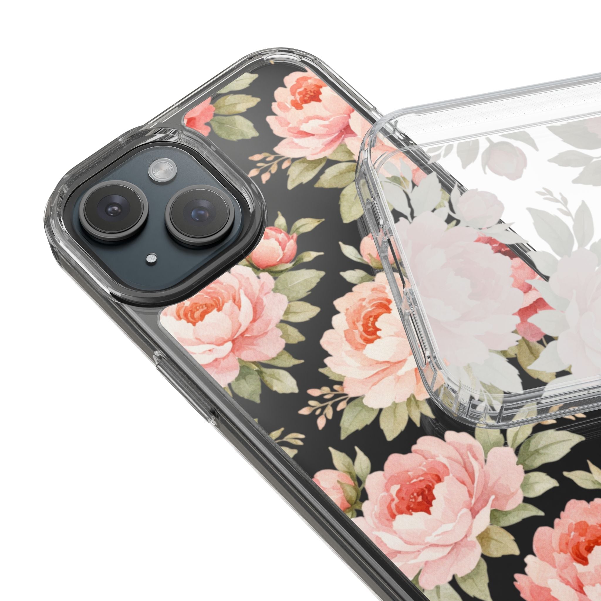 Peony Clear Phone Case | Elegant Floral Clear Phone Case for iPhone & Samsung | Pink Peony Aesthetic Glossy Protective Cover