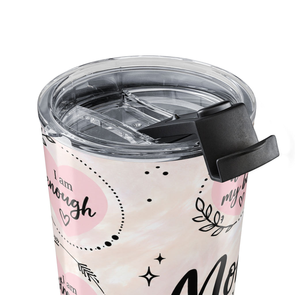 Mom Daily Affirmations 20oz Tumbler | Pink Boho Mama Cup | Insulated Stainless Steel Travel Mug with Lid | Inspirational Pink Travel Cup