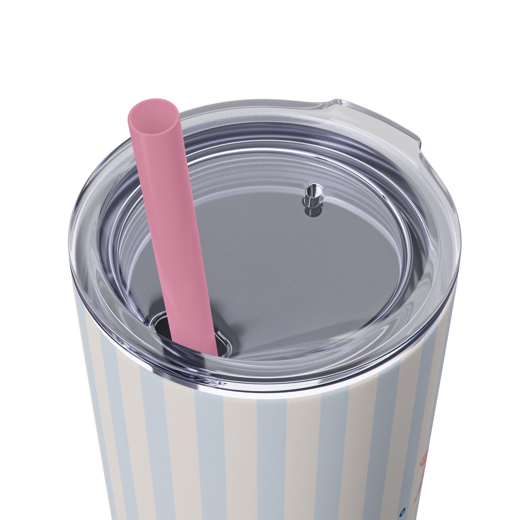 Beach Babe 20oz Skinny Tumbler with Straw  | Coastal Summer Stainless Steel Cup | Insulated Beach Drinkware | 20oz Straw Stainless Travel Cup