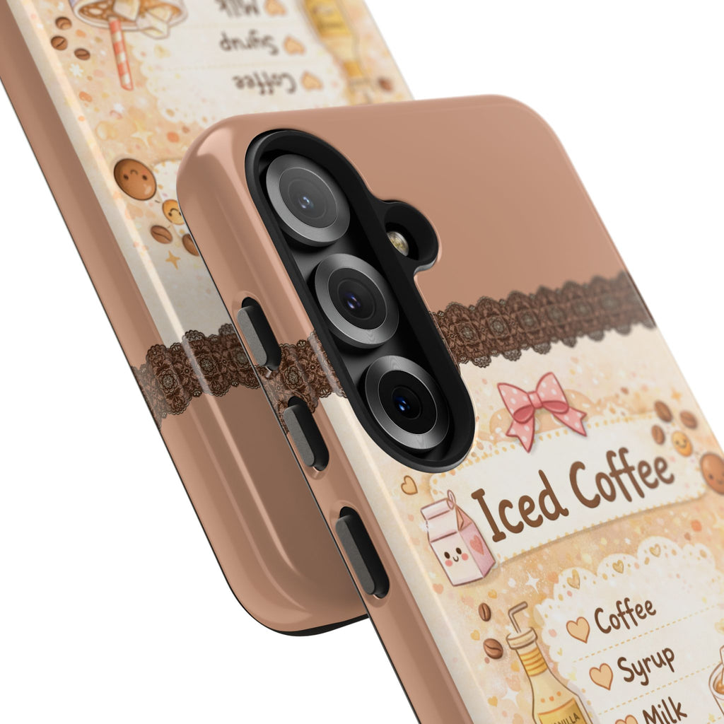 Cute Iced Coffee Recipe Phone Case | Tough Protective Case | Aesthetic Coffee Lover Gift | Durable Shockproof iPhone & Samsung Cover